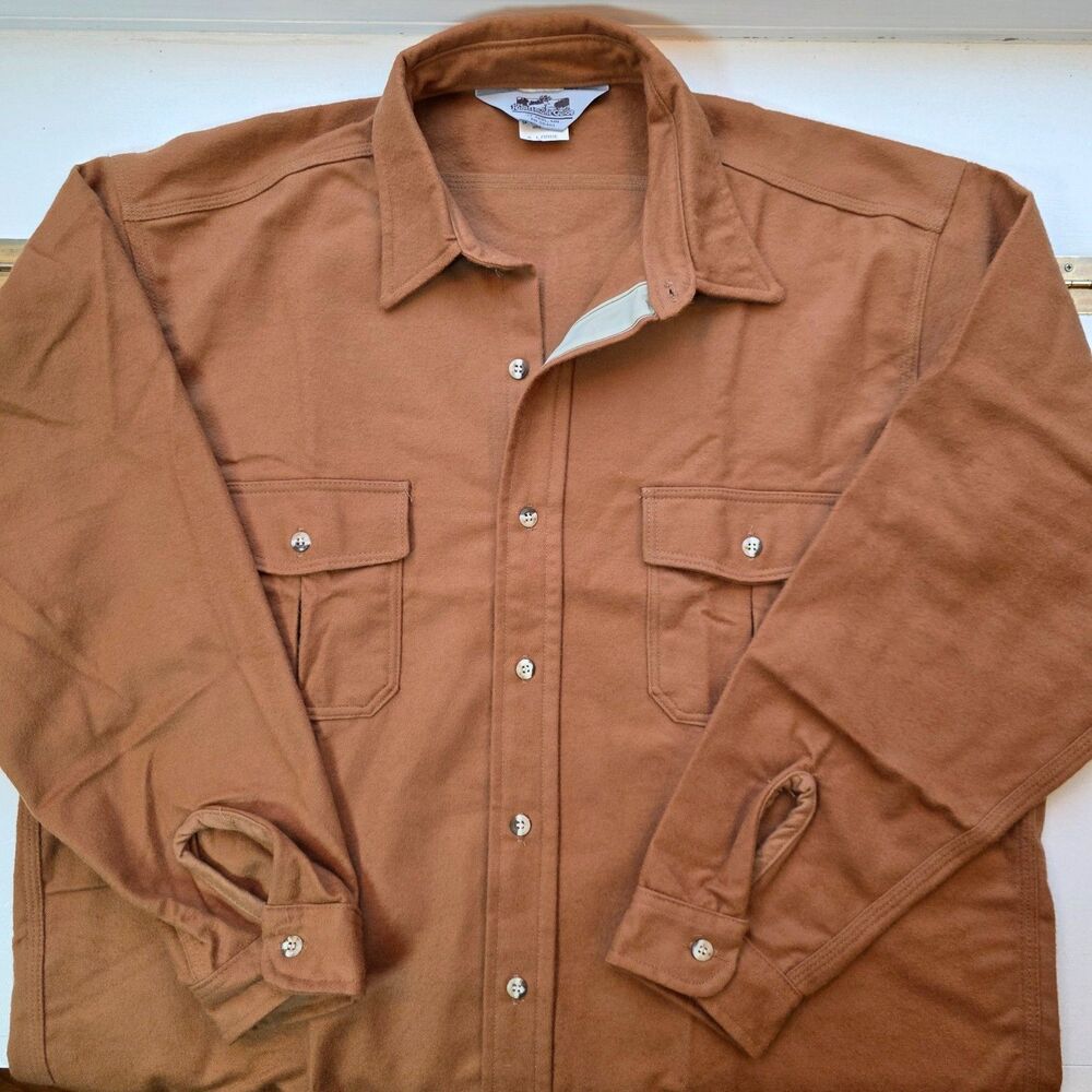VTG Sportsmans Guide Brown Flannel Chamois L/S Work Shirt Gorcore Men XL USA